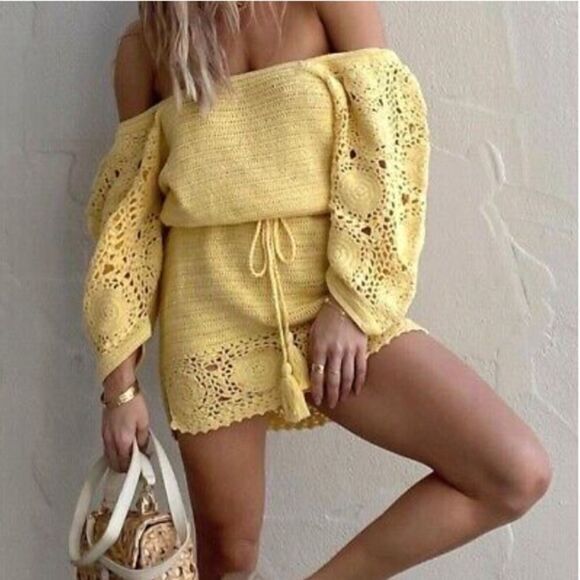 NEW Spell LET THE SUNSHINE IN CROCHET MINI DRESS, M - Picture 2 of 16